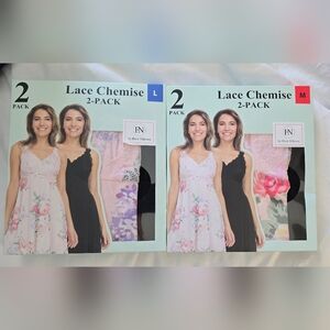 Flora Nikrooz Lace Chemise 2-Pack - Black & Floral, M or L